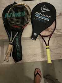 Raquetes Tenis Dunlop e Prince e 10 bolas