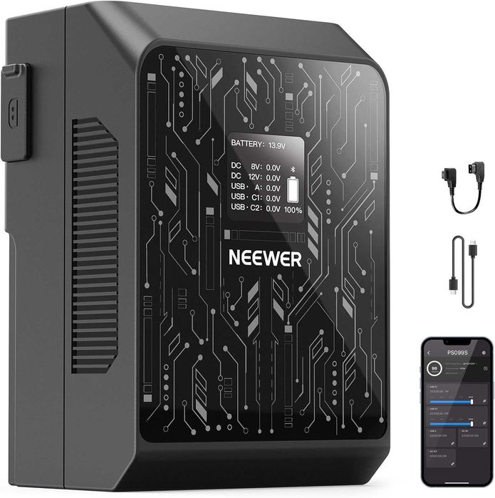 NEEWER Smart Mini V Mount Battery APP Control, 6800 mAh 99 Wh 14,5 V