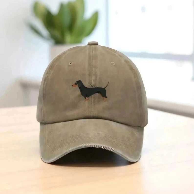 Czapka z daszkiem męska damska khaki z jamnikiem bejsbolówka NOWA