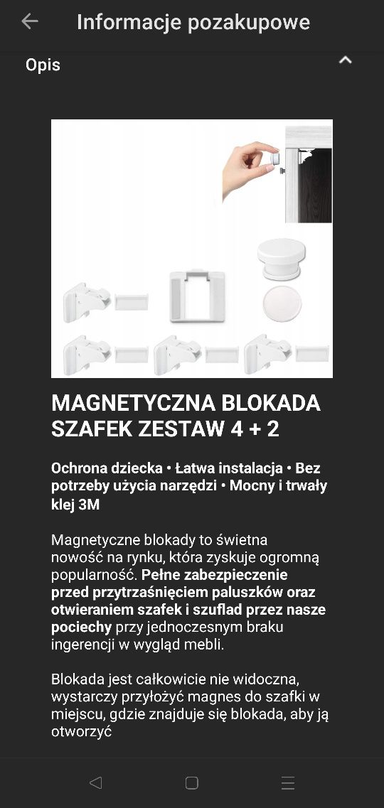 Magnetyczne blokady mebli + blokady drzwi przesuwnych