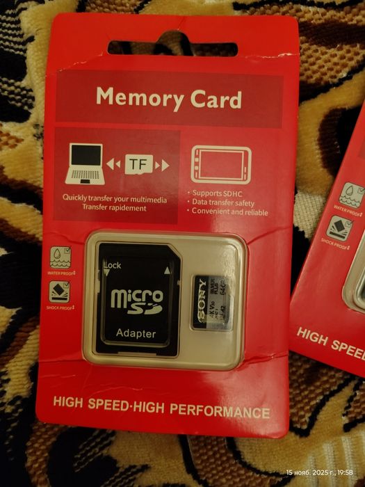 Sony Карта памяти MicroSDXC емкостью 64 ГБ-128 gb с адаптером SD.