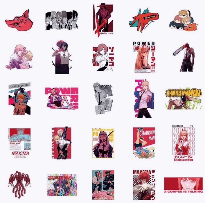 Наклейки стикеры Аниме «Человек-бензопила»  50 шт.