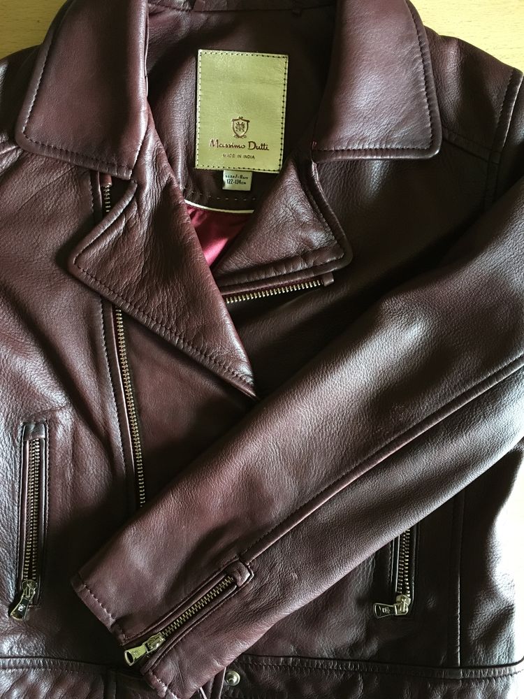 Casaco couro bordeaux massimo dutti menina 7/8 anos