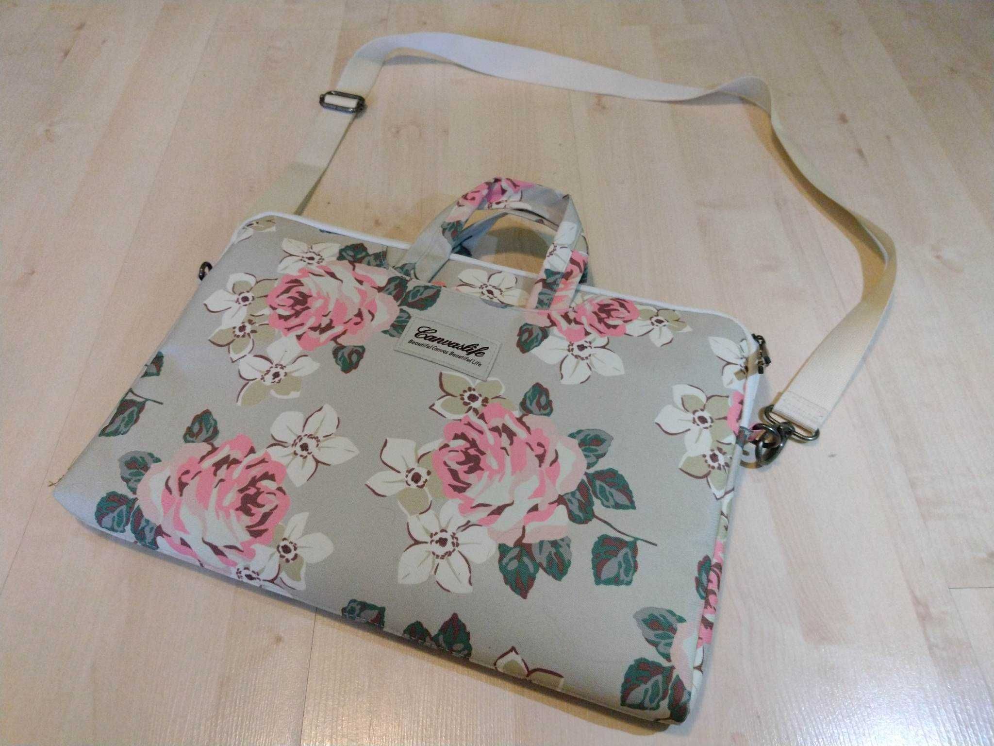 TORBA na laptopa CANVASLIFE BRIEFCASE 15-16 cali White ROSE z paskiem