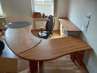 duże biurko biuro zestaw drewno granit 3,5 m 2,5m szafki