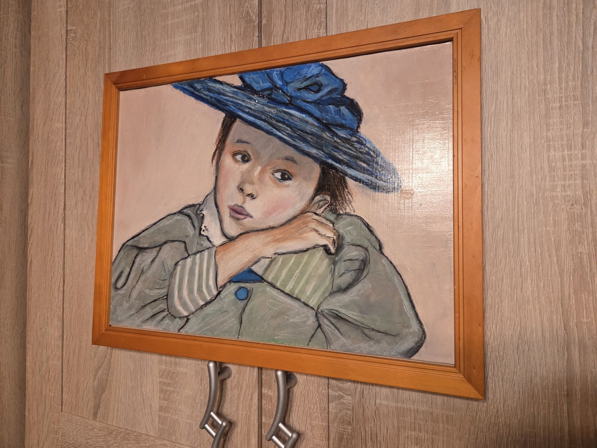 Kopia Dziewczynka w niebieskim kapeluszu Wyspiański pastel