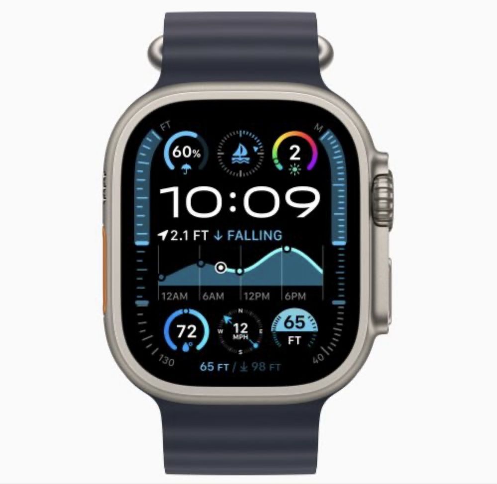 Apple Watch Ultra 2 GPS 49mm - Titânio Natural | Bracelete Navy Ocean