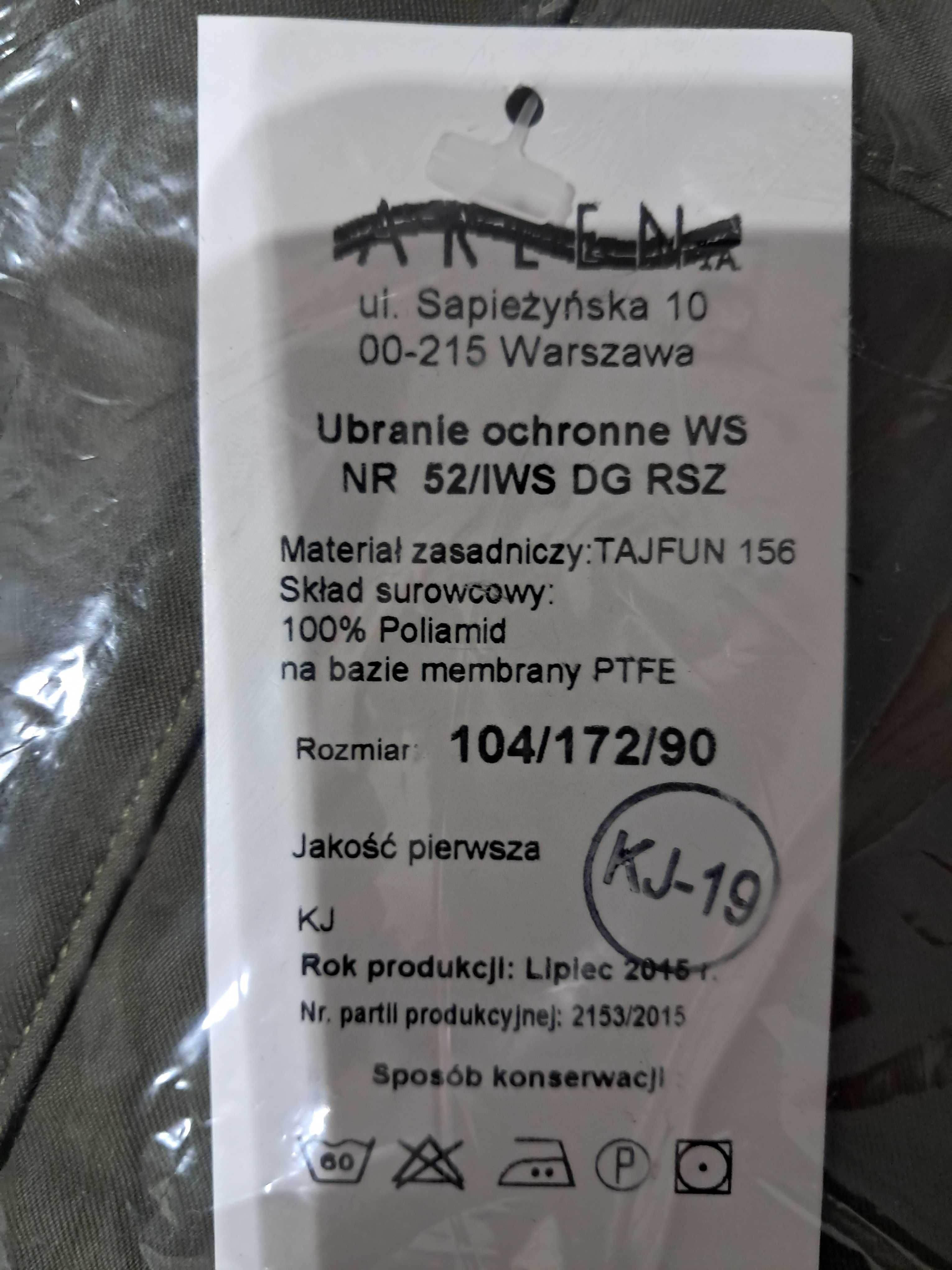 Ubranie ochronne WS roz. 104/172/90
