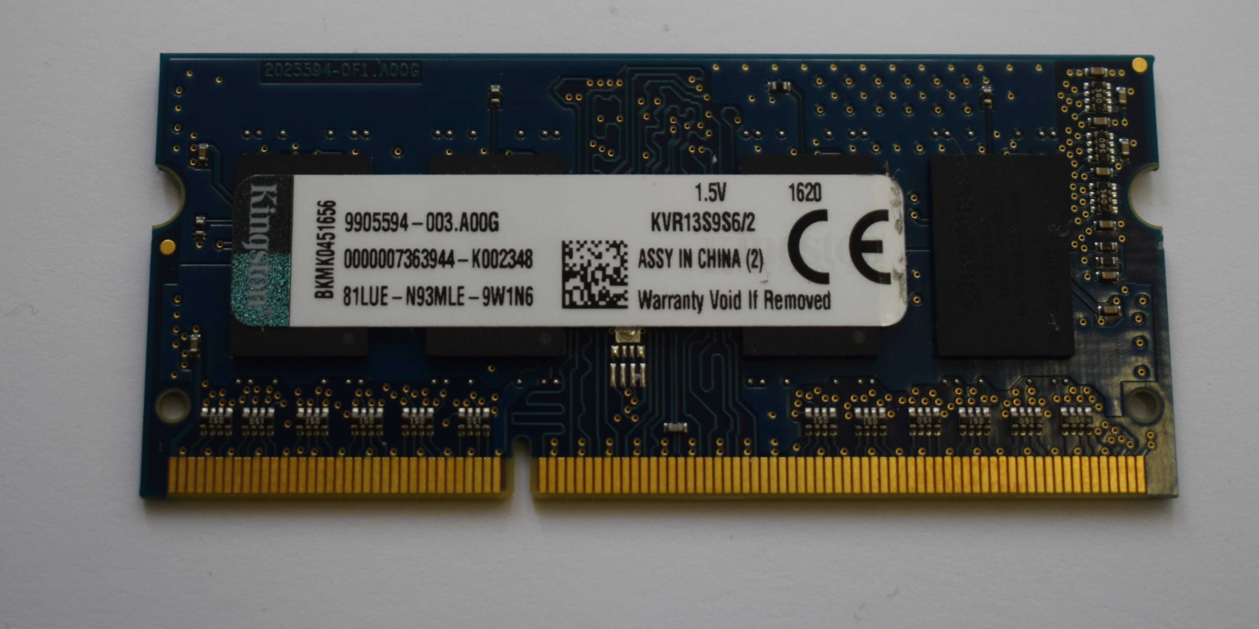 Оперативна пам'ять Kingston SODIMM DDR3-1333 2048MB