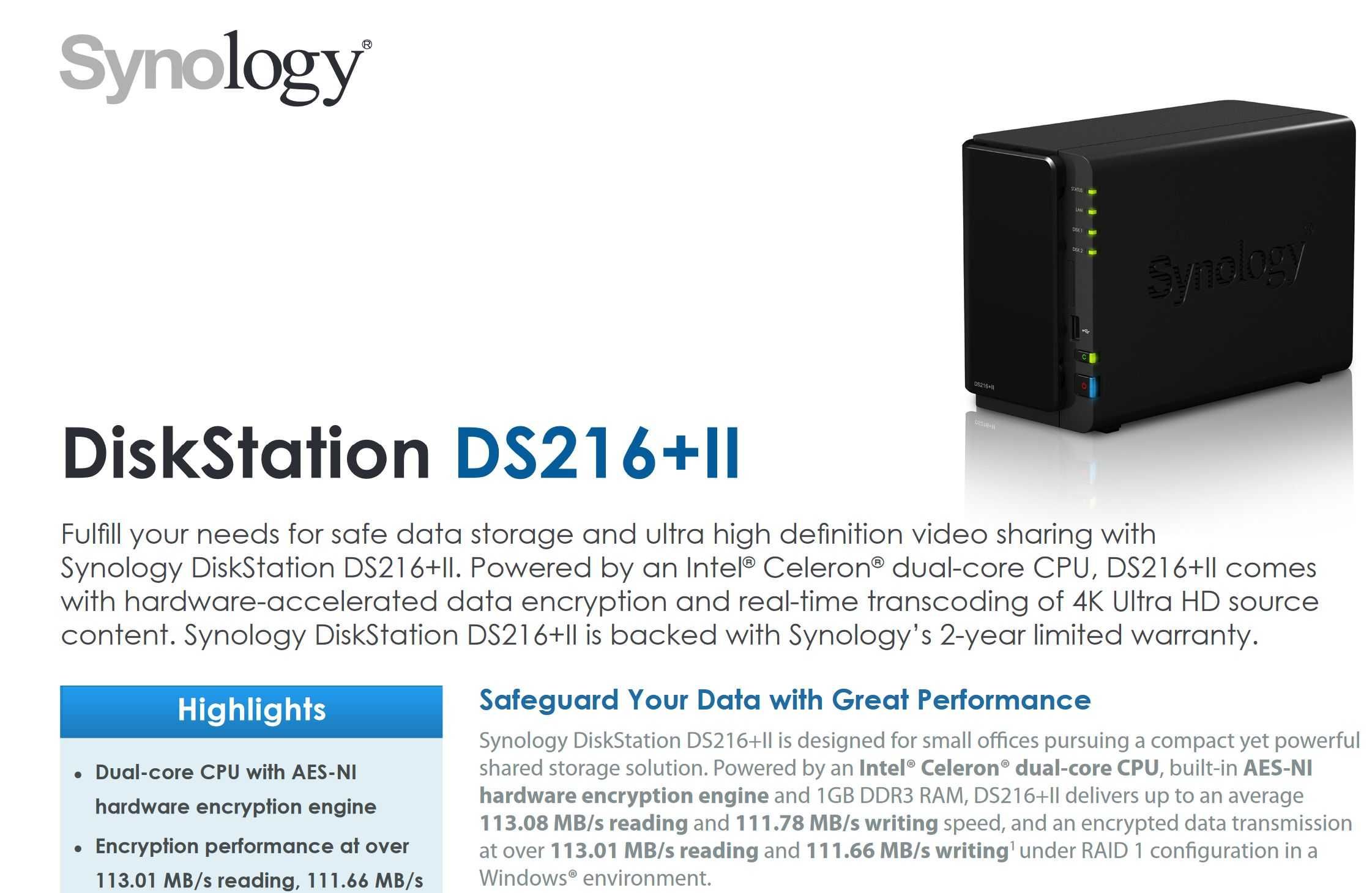 NAS Synology DS216+II