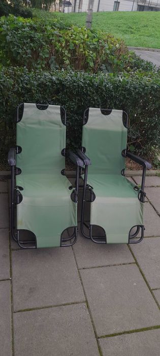 Leżaki metalowe zielone 2 szt Odbiór  Osobisty