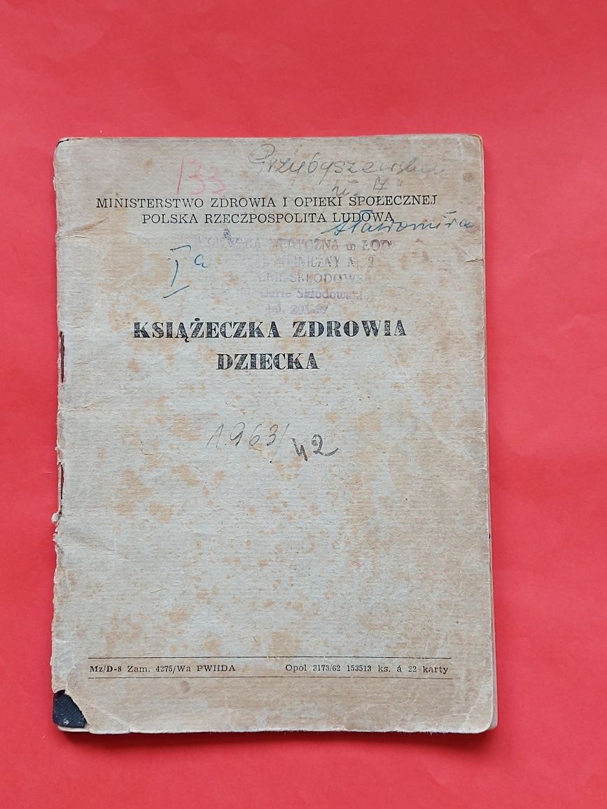 Stara książeczka zdrowia dziecka 1963rok