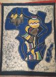 Tela em Batik senegalesa com mapa de África