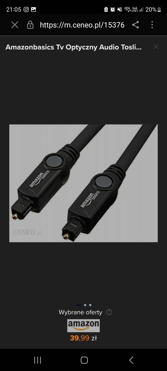 Amazonbasics kabel Tv Optyczny Audio Toslink 1M