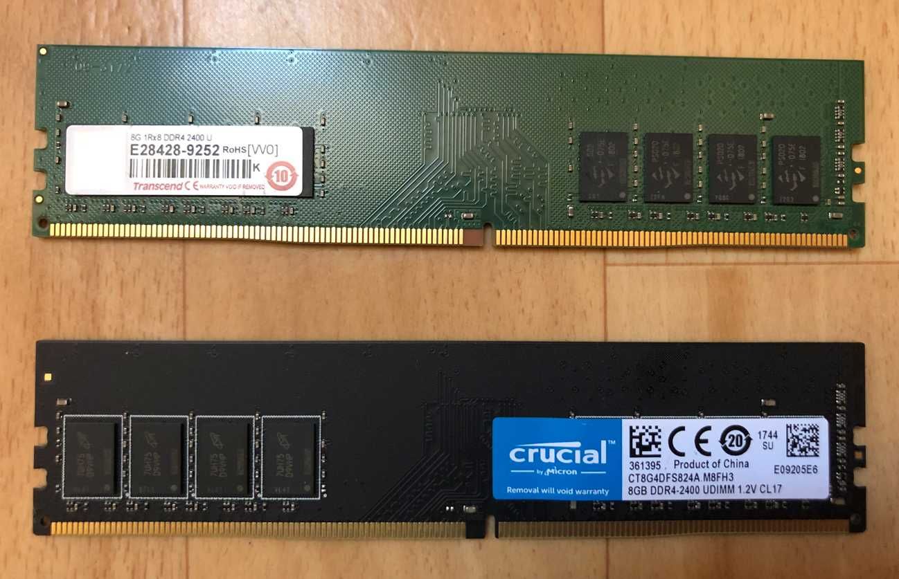 Оперативна пам'ять DDR4 2400MHz 8GB (Transcend, Crucial)