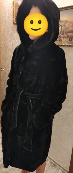 Шуба мутон з норкою