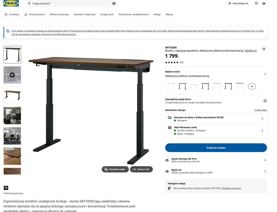 biurko elektryczne regulowane nowe