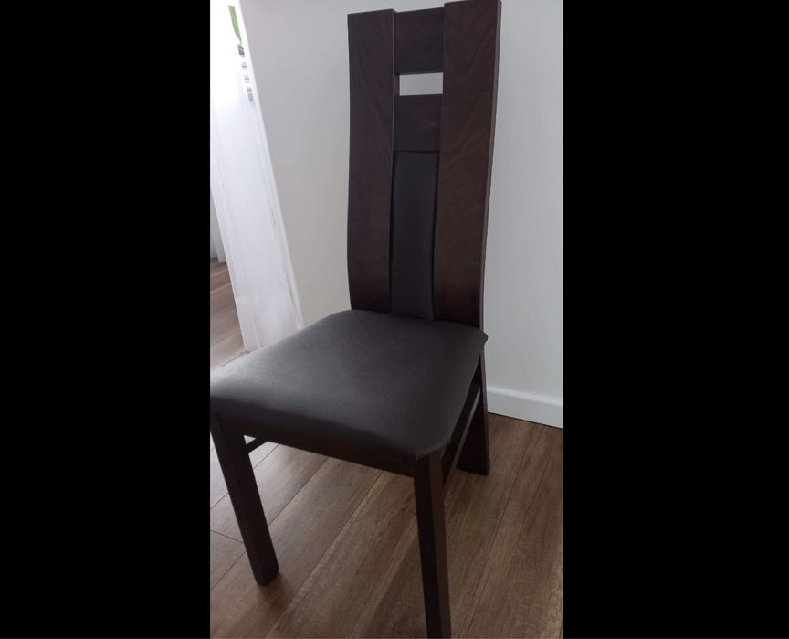Krzeslo drewniane z skórzanymi wstawkami, cena za 1 szt, komplet 6szt