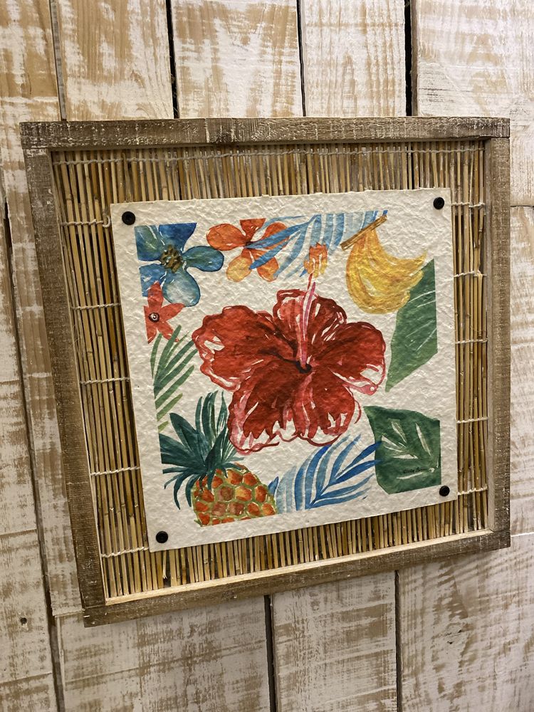 Quadro decorativo tropical pintado