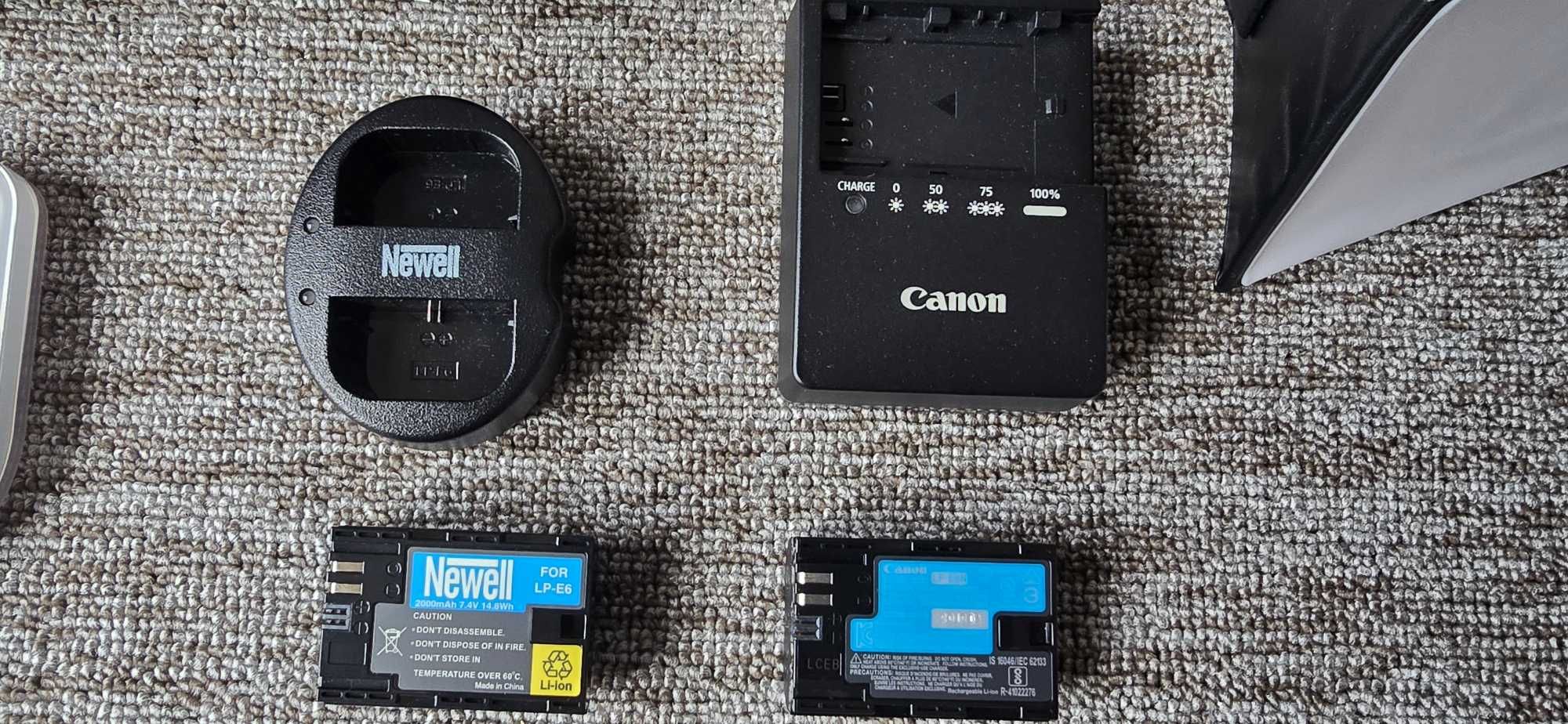 Aparat Canon EOS 80D z obiektywem 35mm f1.4, lampą i akcesoriami