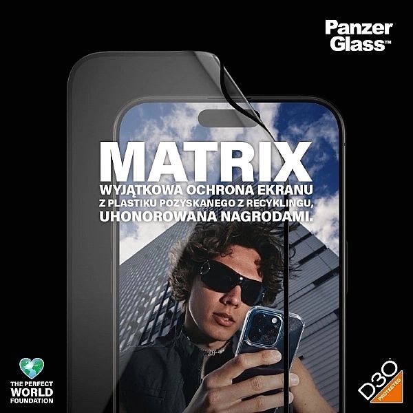 Szkło hybrydowe PanzerGlass Matrix Ultra-Wide-Fit na iPhone 15 Pro Max