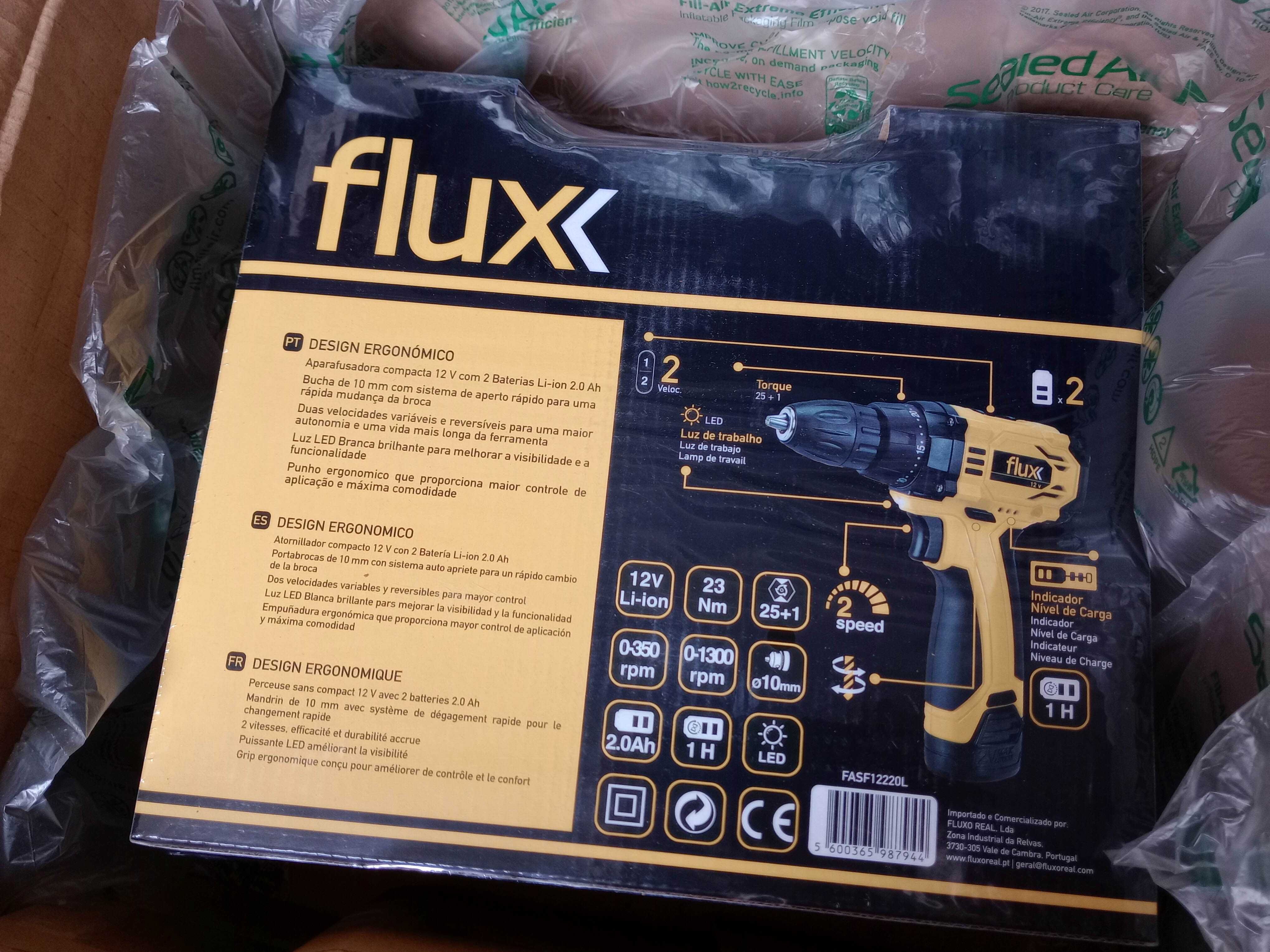 APARAFUSADORA FLUX sem fios 12v 2x2,0AH lítio - NOVA