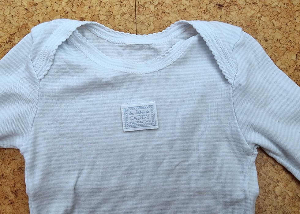 Camisola azul clara às riscas de algodão, 12 meses