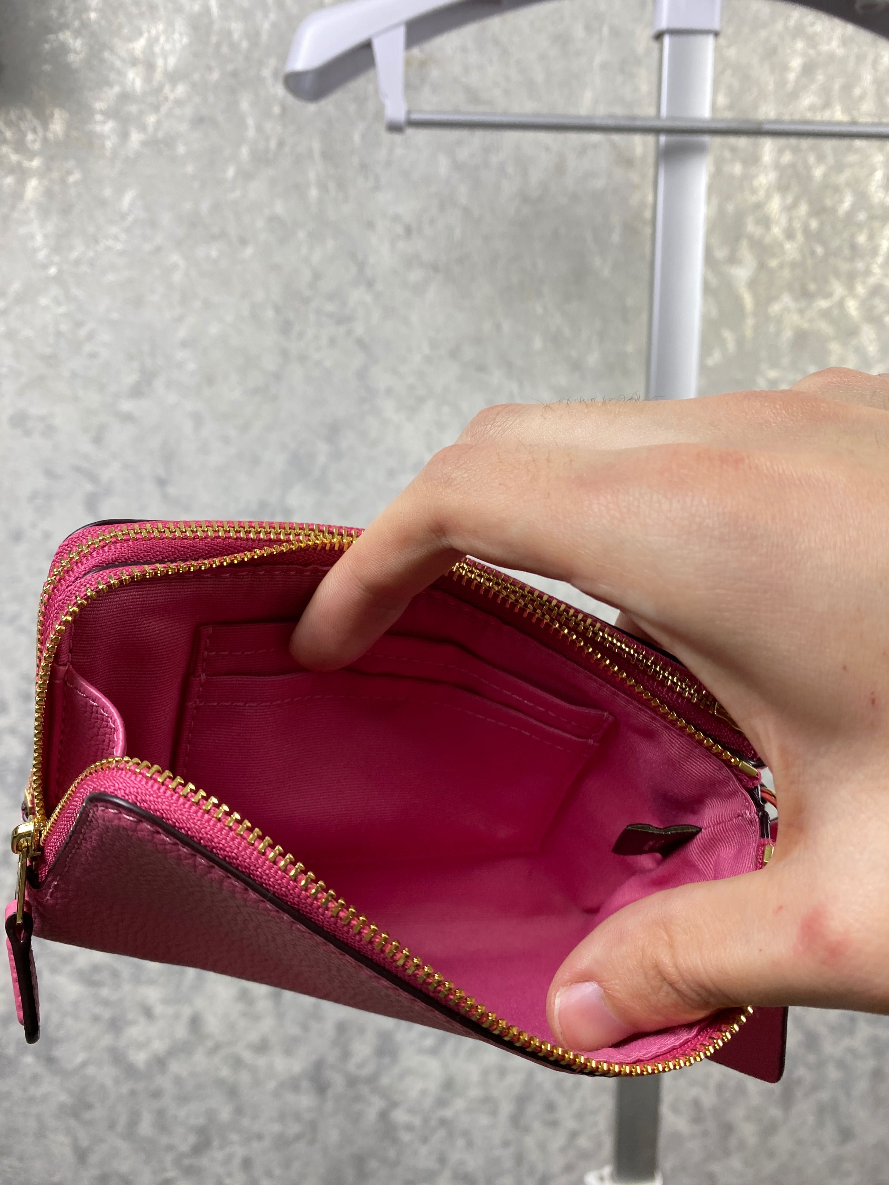Женский кожаный кошелек/клатч Coach Double Corner Zip Wristlet