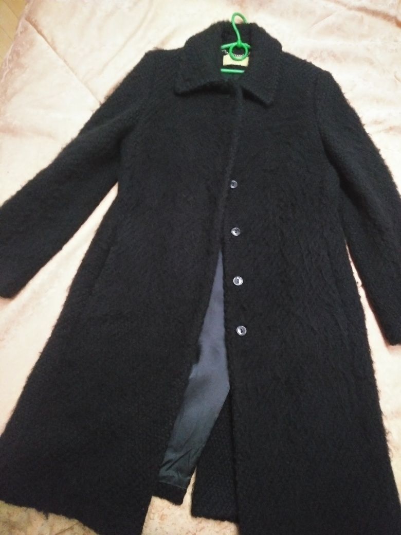 Пальто чёрное шерстяное с мохером "Dolcedonna"