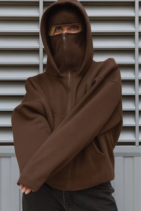 Худі з балаклавою, фліс, тепле зимове худі, чорне