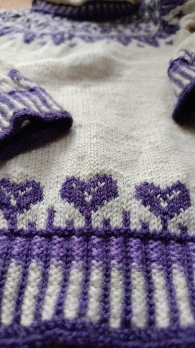 Sweter ręcznie robiony na drutach z wełny wełniany 86 92 wool handmade