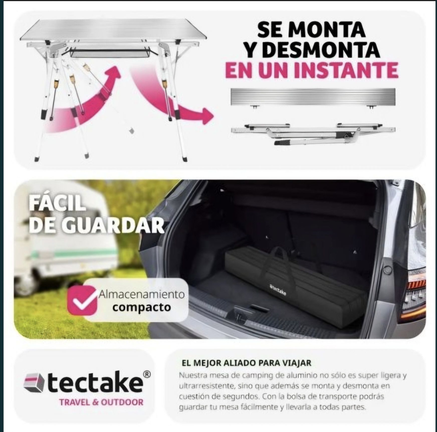 Mesa dobravel campismo