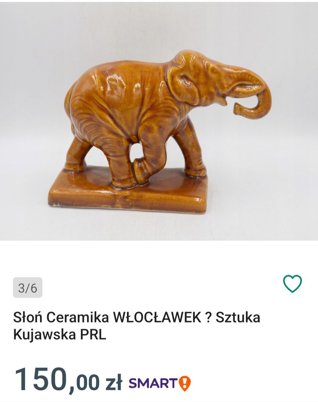 Słoń ceramiczny Włocławek. Sztuka kujawska z PRL-u. Figurka