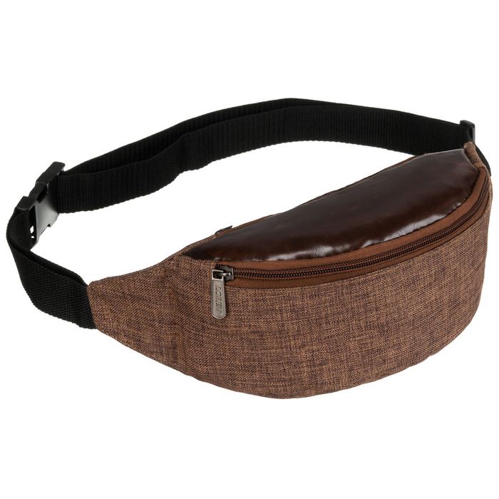 brązowa saszetka z poliestru zawieszona na regulowanym pasku - loren