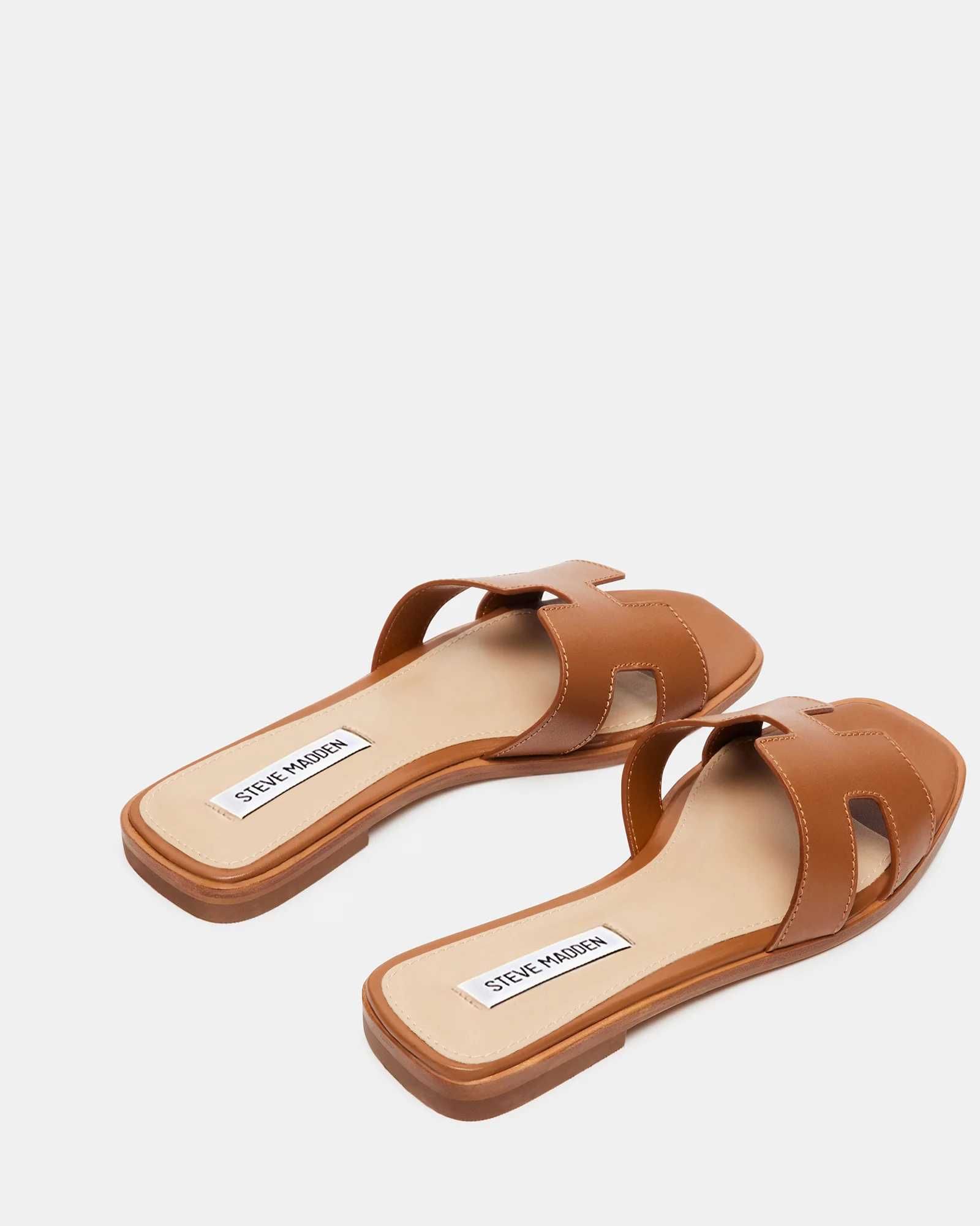 STEVE MADDEN HADYN COGNAC LEATHER , взуття жіноче , шлепки , капці