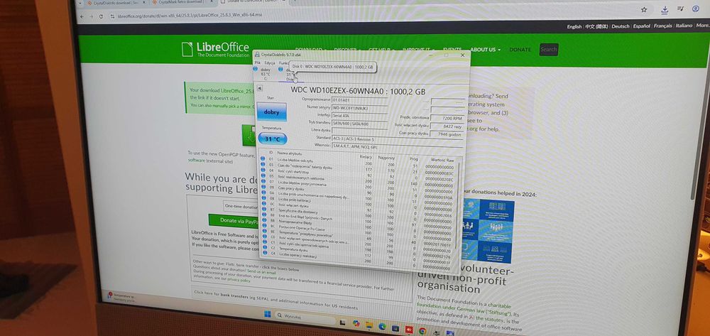 Komputer All in One HP 24" IPS 8gen 4x2,4 8GB NVME 1TB HDD Biały zadb.
