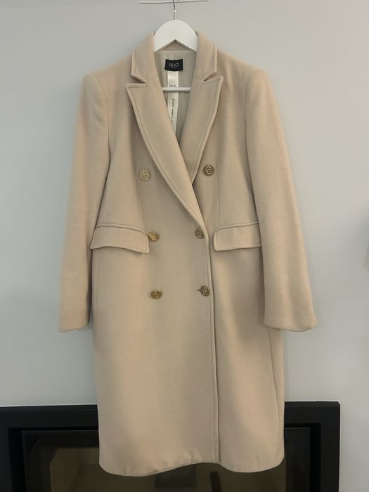 Casaco Liu Jo de lã bege com botões dourados – Tamanho 42 IT