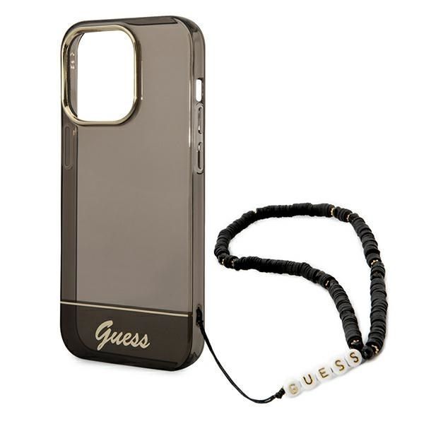 Guess Etui Translucent Pearl Strap do iPhone 14 Pro 6,1" - Czarny