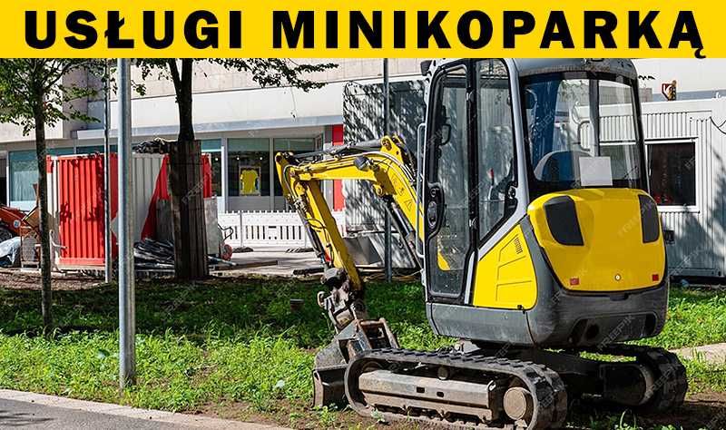 Usługi minikoparką, wykopy liniowe przyłącza prace ziemne, minikoparka