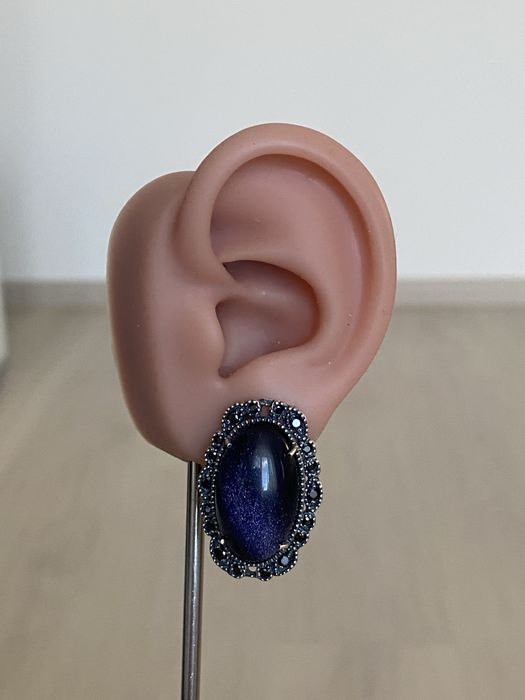 Серебряный комплект 925 пробы с авантюрином и цирконием