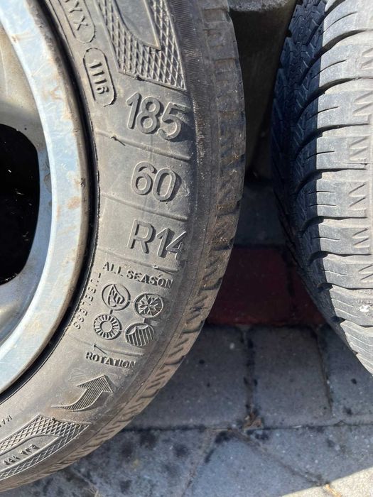 ALUFEGLI 14" 4x100 + opony kleber 185x60 renault, opel, lanos