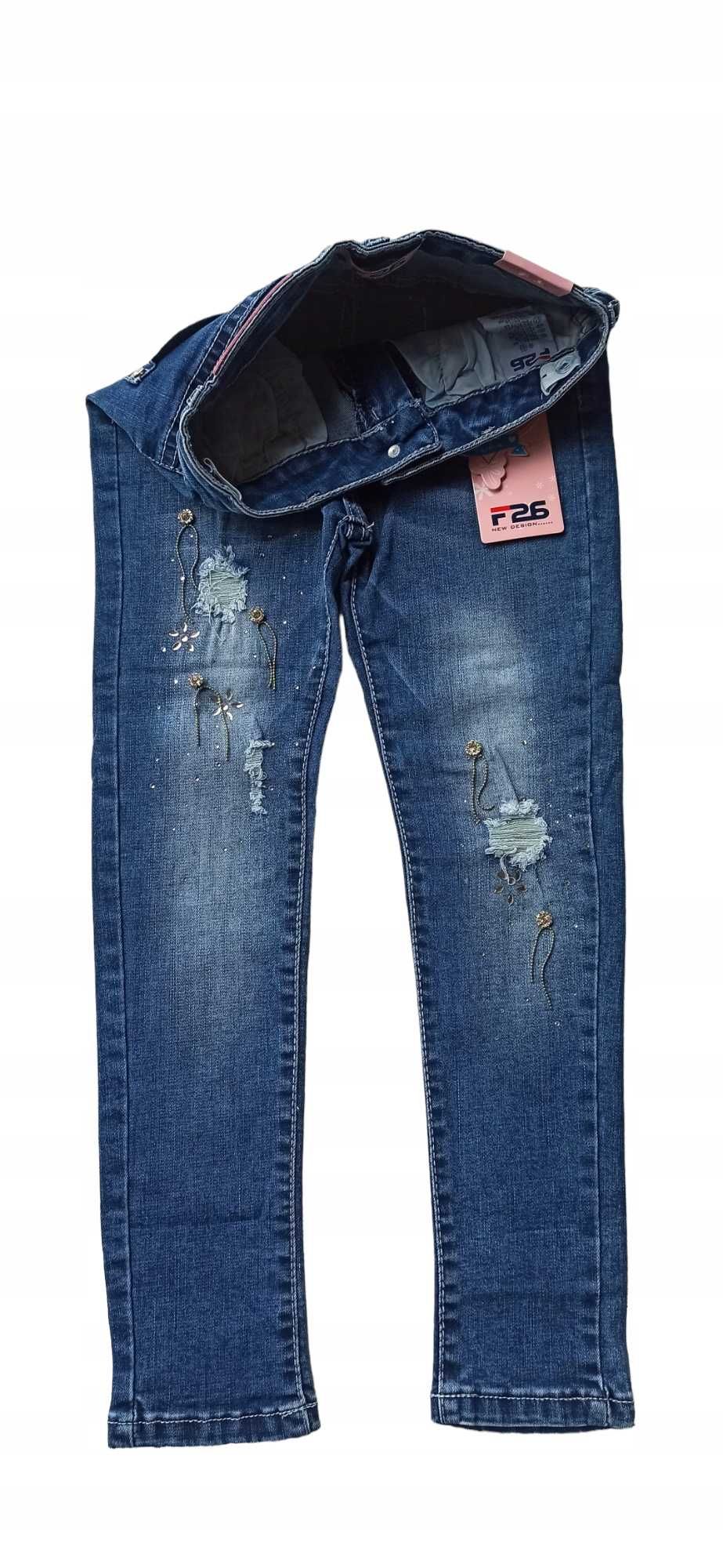 Spodnie jeans dla dziewczynki na gumce nowy  146-152