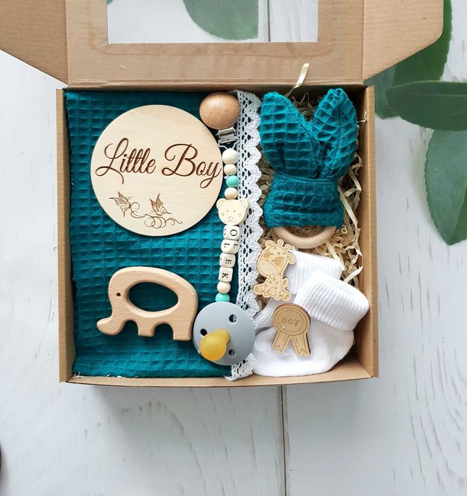 Prezent dla niemowlaka Gift Gift Box Baby wafel mietowy