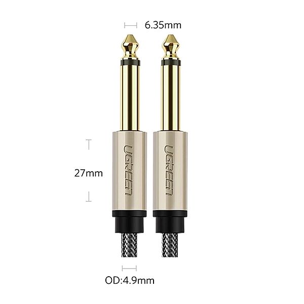 Kabel Ugreen AV128, 10639 mono TS jack 6,35mm / jack 6,35mm 3m - szary