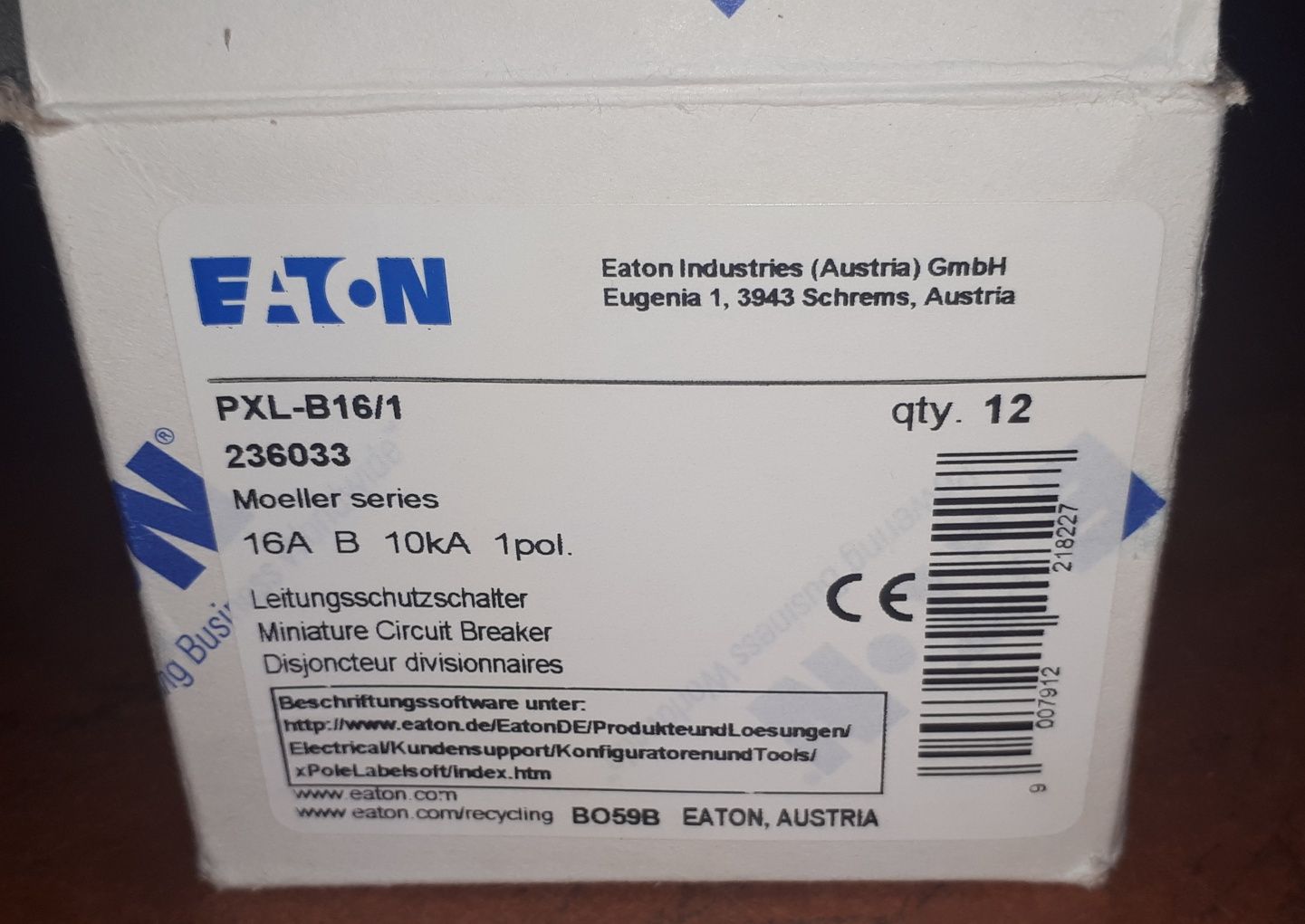 Wylaczniki nadpradowe EATON B-16A - NOWE !!!