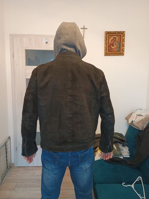 Kurtka zamszowa męska z kapturem