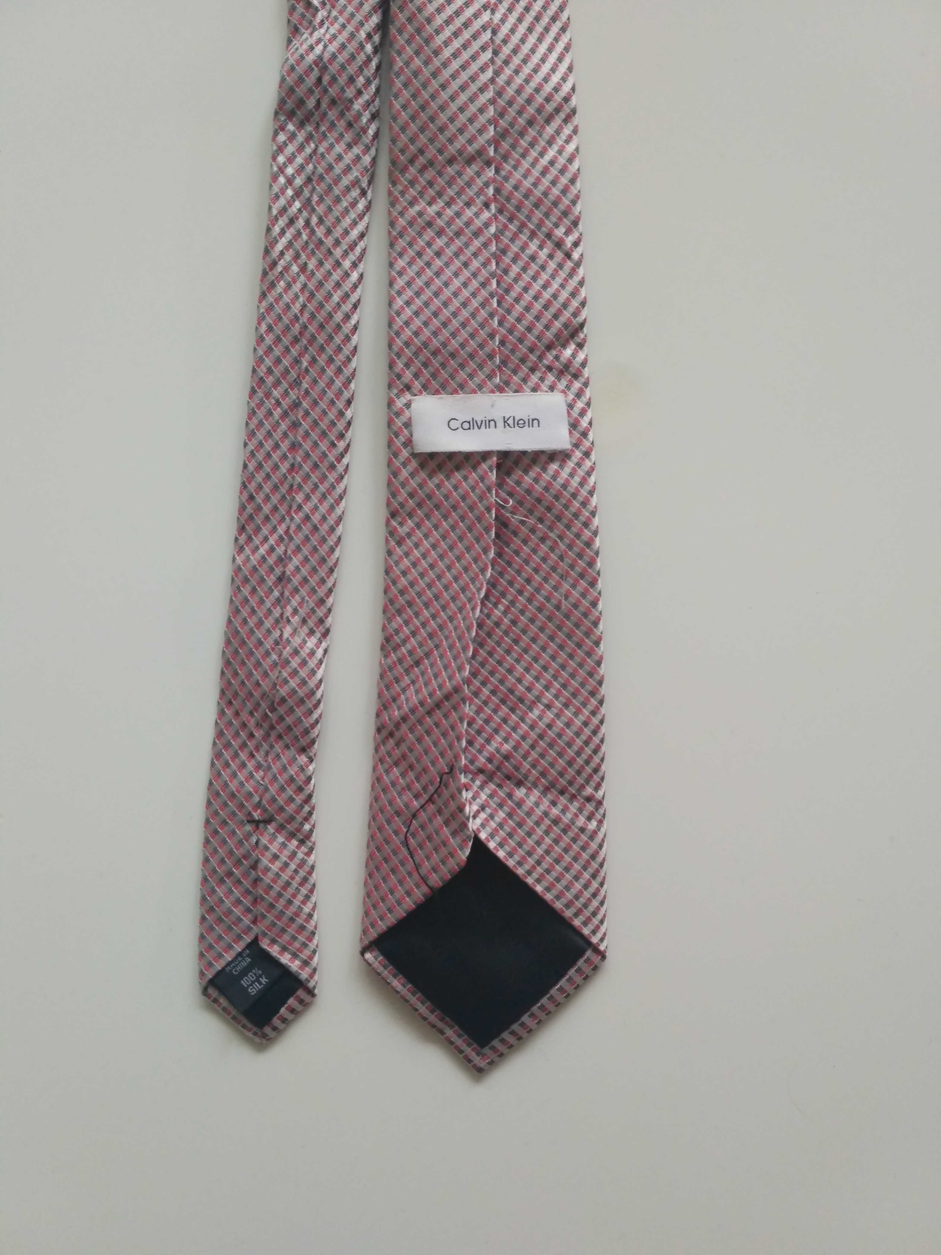 Jedwabny krawat Calvin Klein 100% jedwab