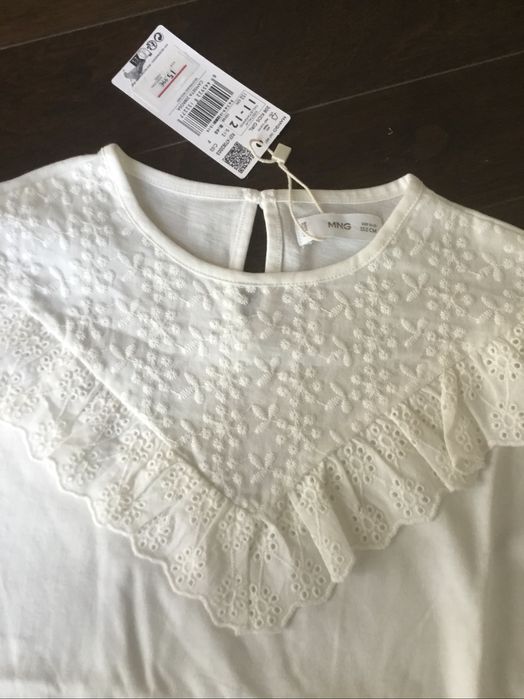 Бавовняна блуза шкільна Mango, 12/152, біла