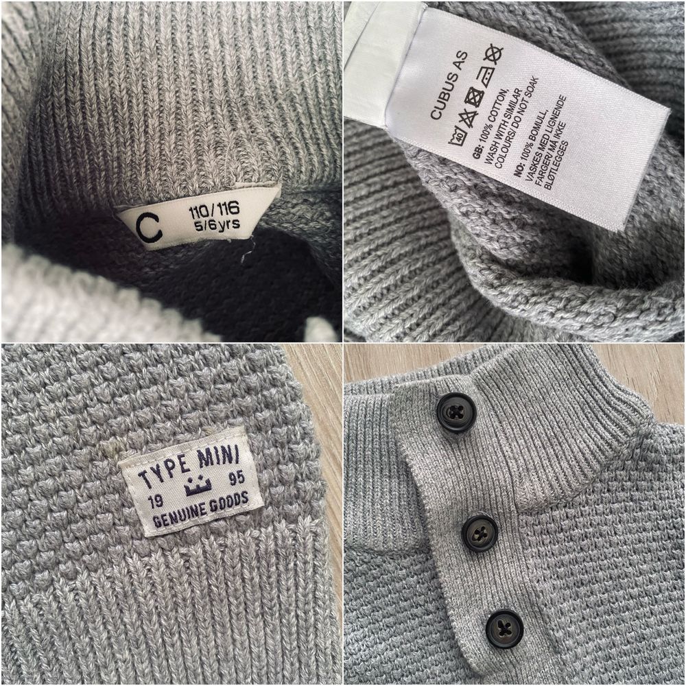 Dwa swetereki chłopięce szary Cubus + granatowo-biały George 110-116cm