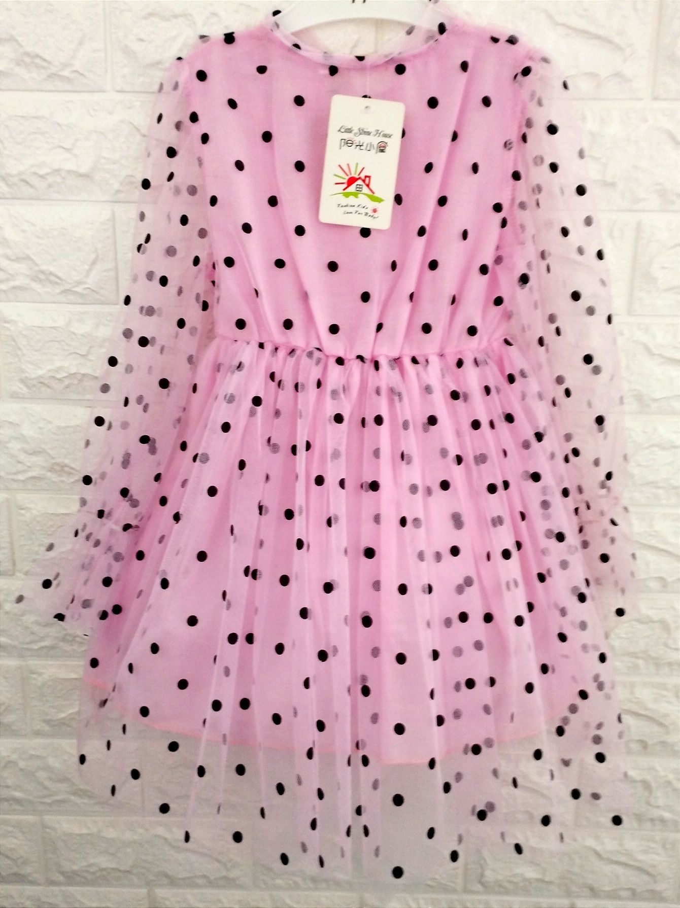 Святкова фатинова сукня. Нова ніжно-рожева з довгим рукавом р.98-104